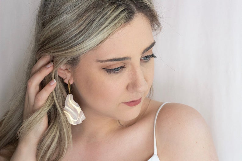 gift idea for women under $50: iridescent gossamer earrings