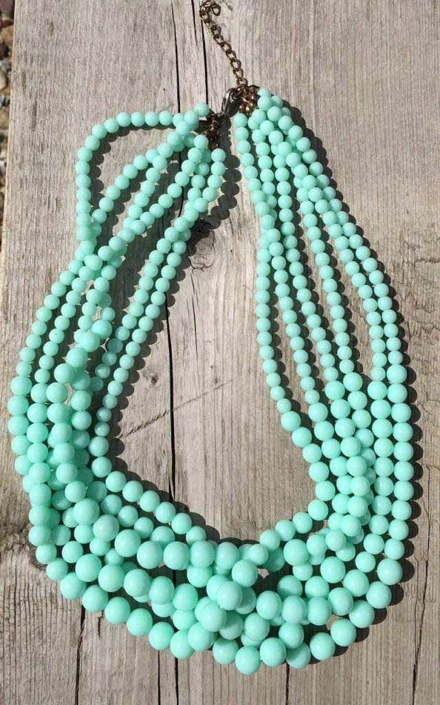 gift idea for women under $50: vintage aqua beaded necklace