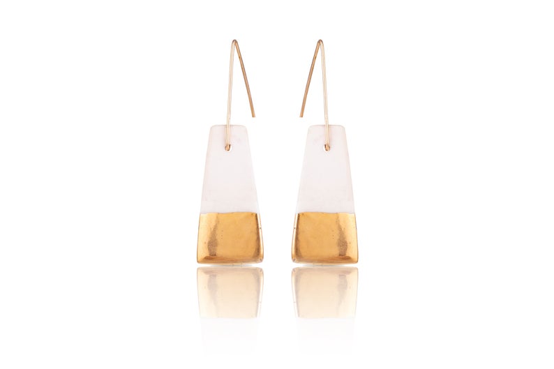 gift idea for women $50 - $100: gold and white earrings