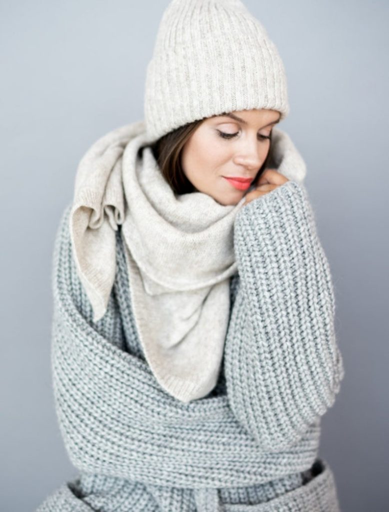 gift idea for women $50 - $100: wool shawl in two colors