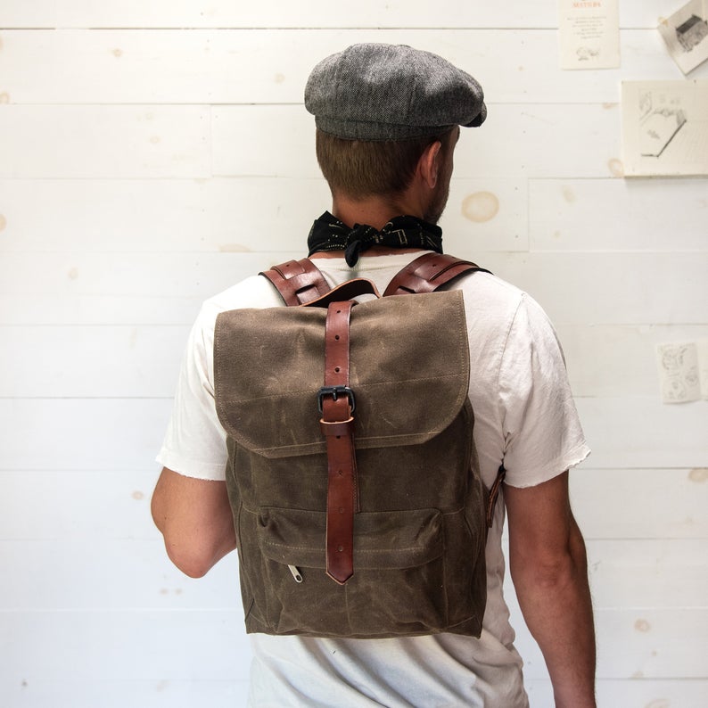 teens gift idea: canvas and leather backpack