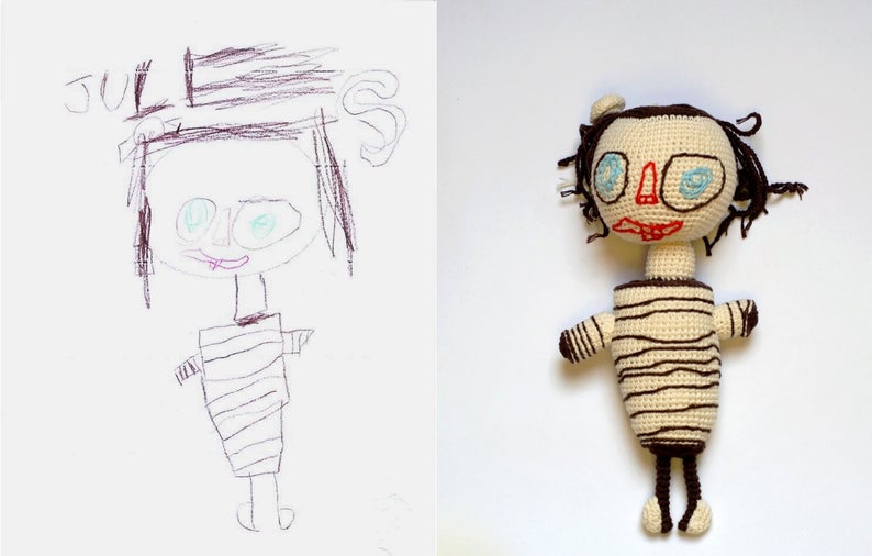 kids gift idea: custom embroidery toy based on a child's drawing