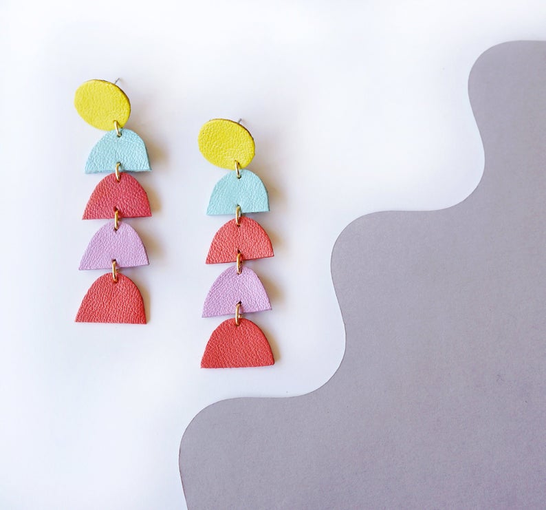 teens gift idea: colorful leather earrings