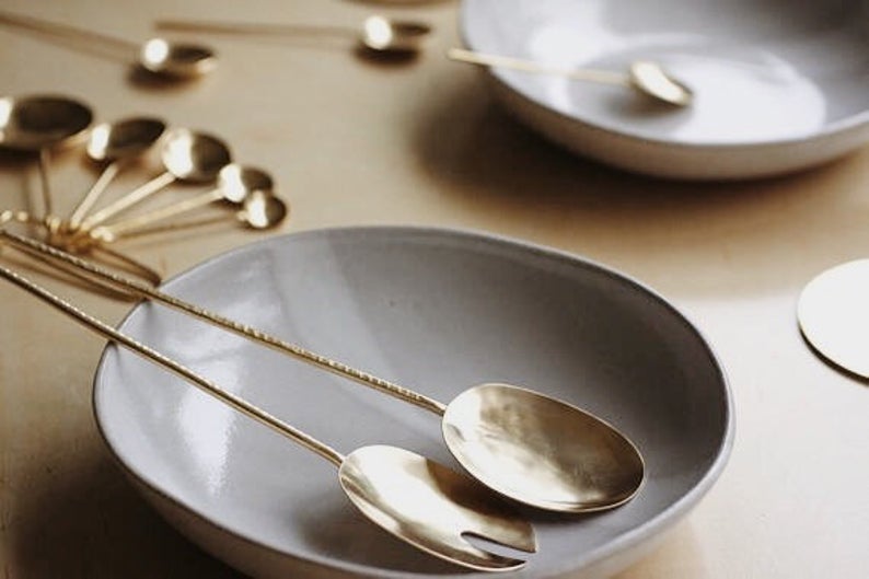 gift idea for the home - brass serving spoons