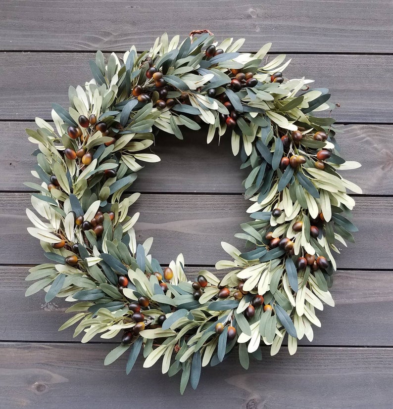 Faux olive branch wreath