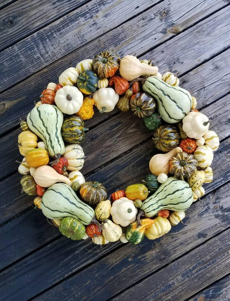 Squash and Gourd wreath for Thanksgiving