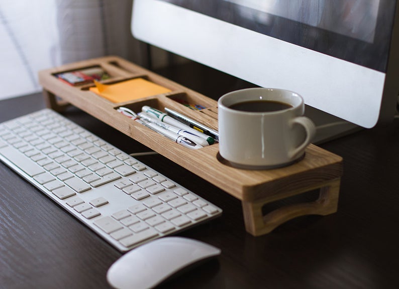 gift ideas for the desk and for coworkers - wooden desk tray
