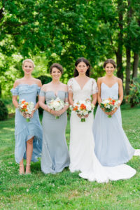 Riverside on the Potomac wedding- Bellwether Events - blue mismatched bridesmaids