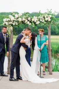 Riverside on the Potomac wedding- Bellwether Events - ceremony first kiss