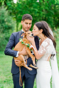 Riverside on the Potomac wedding- Bellwether Events - couple portrait - puppy