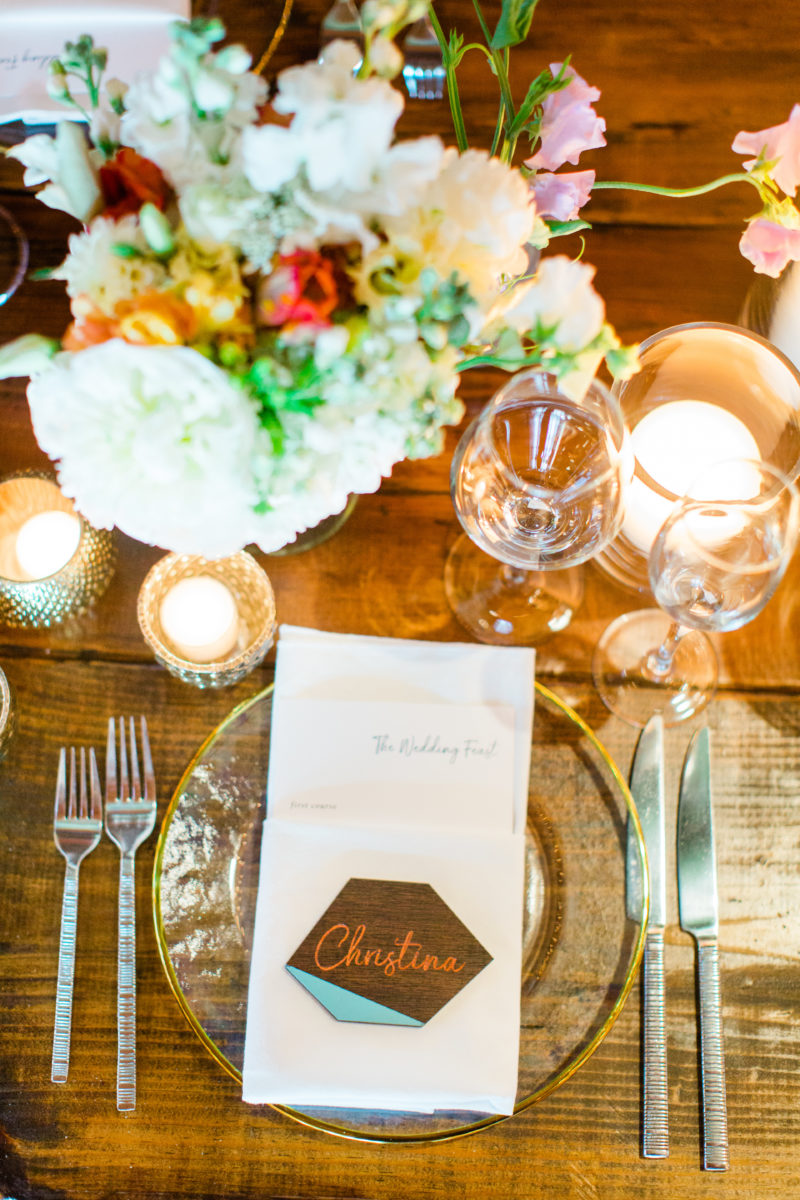 Riverside on the Potomac wedding- Bellwether Events - reception head table place setting