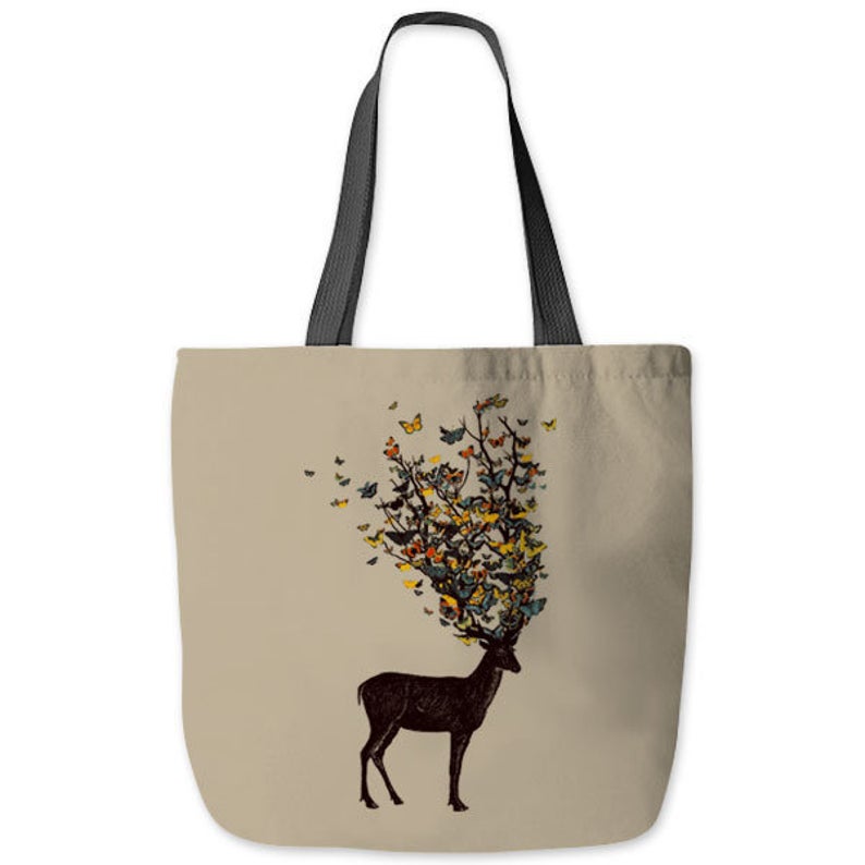 DC artist gift idea: butterfly deer tote bag