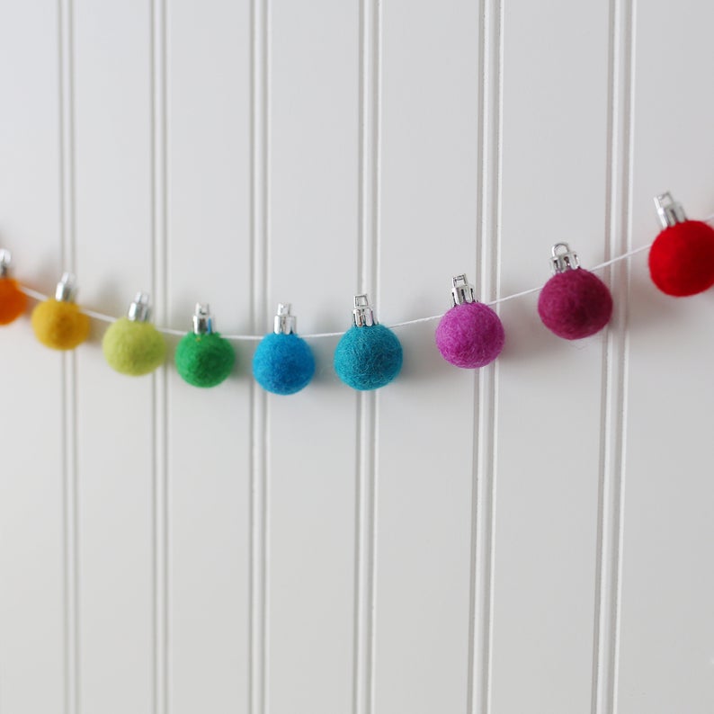 holiday party idea: colorful felted ornament garland