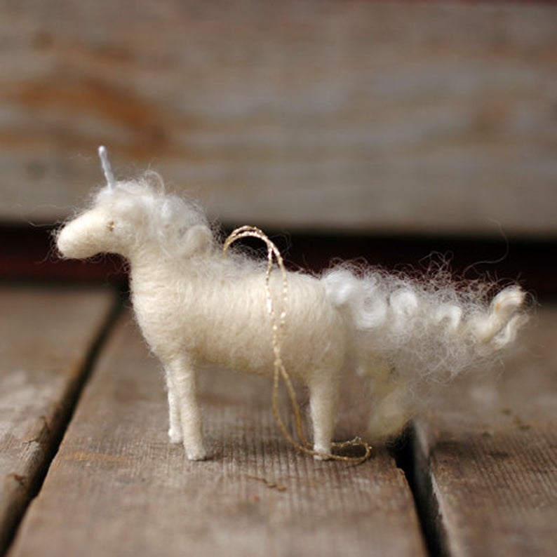 holiday gift idea: felted unicorn ornament