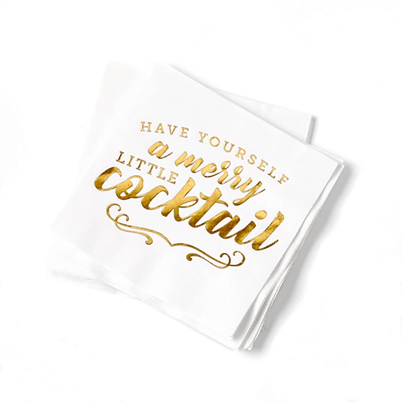 holiday party idea: merry cocktail napkins
