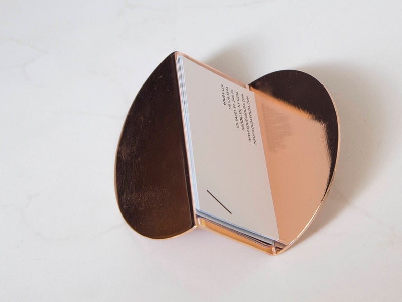 gift ideas for the desk and for coworkers - copper business card holder