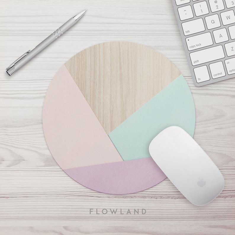 gift ideas for the desk and for coworkers - geometric wooden mouse pad