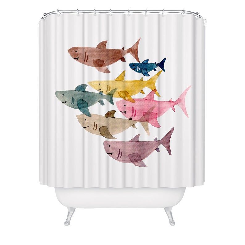 DC artist gift idea: whimsical shark shower curtain
