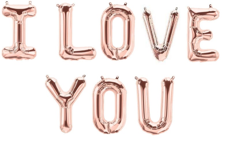 valentines decor rose gold balloons I love you
