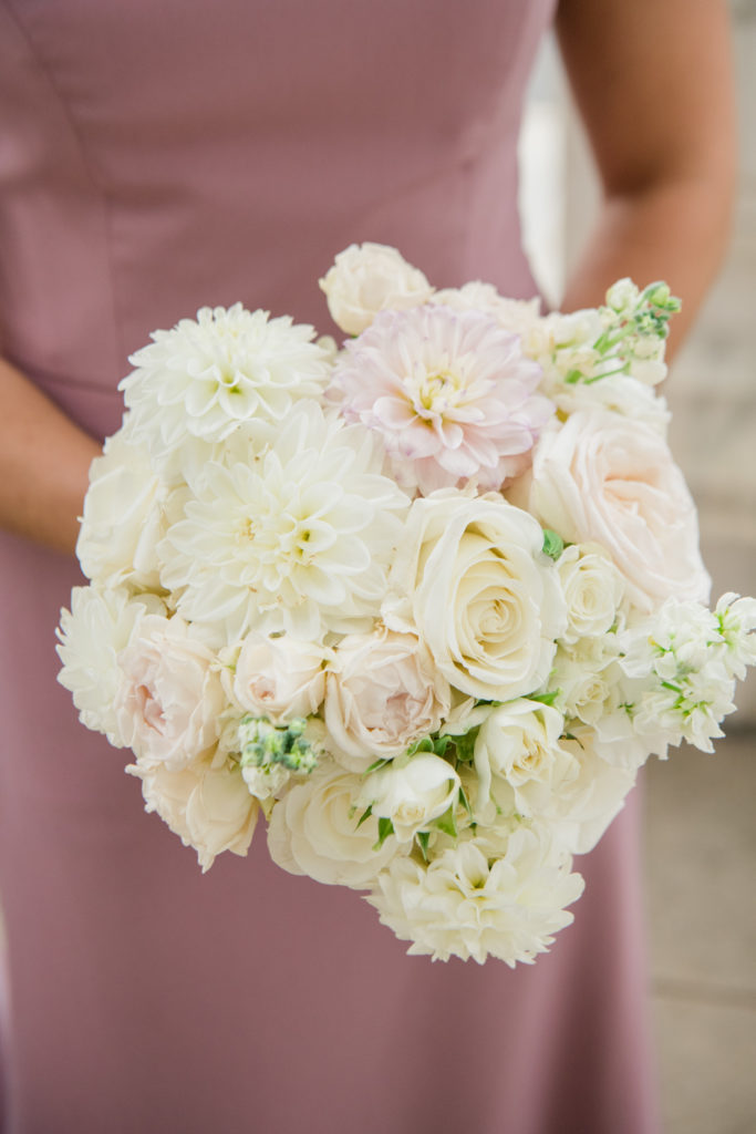 DAR DC wedding bridesmaid bouquet white with blush