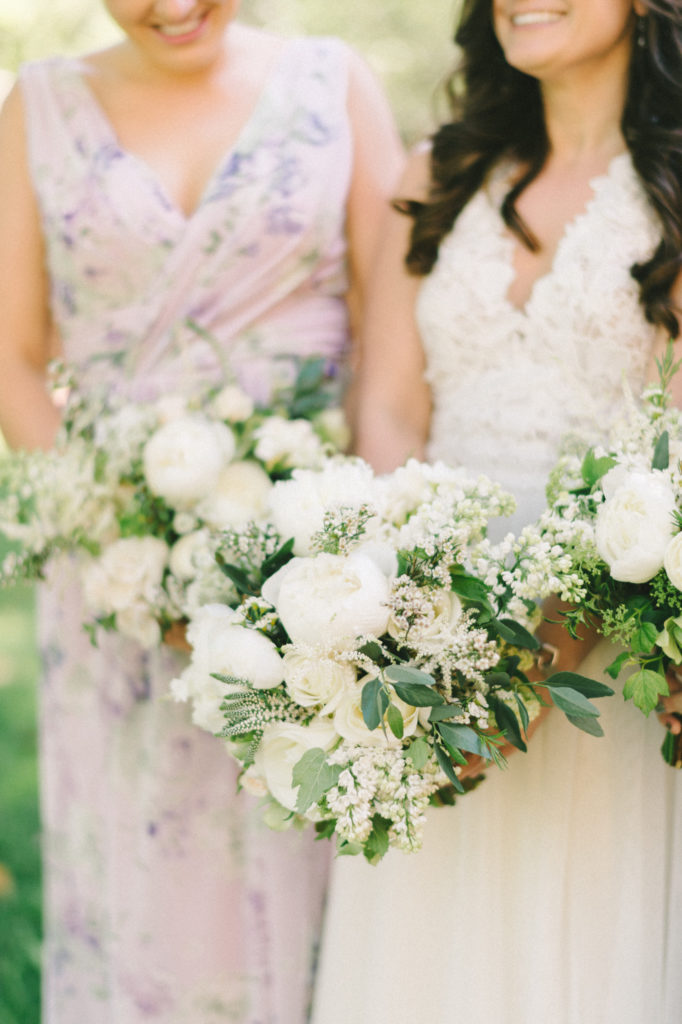 white and green bouquets 