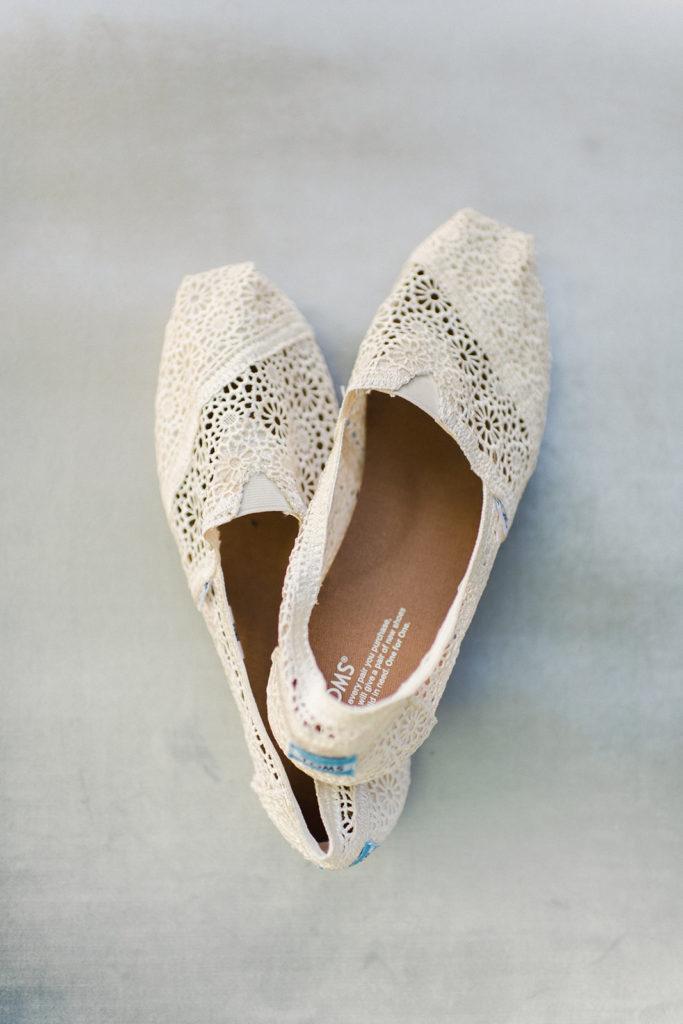 real wedding shoes - white bridal TOMS