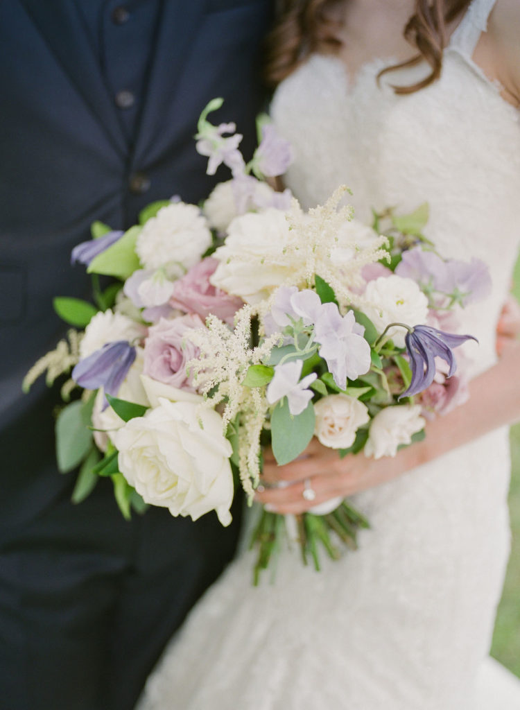 A white and lavender bouquet