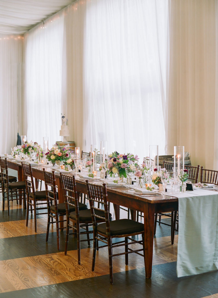 Veritas Vineyards wedding reception head table lavender 