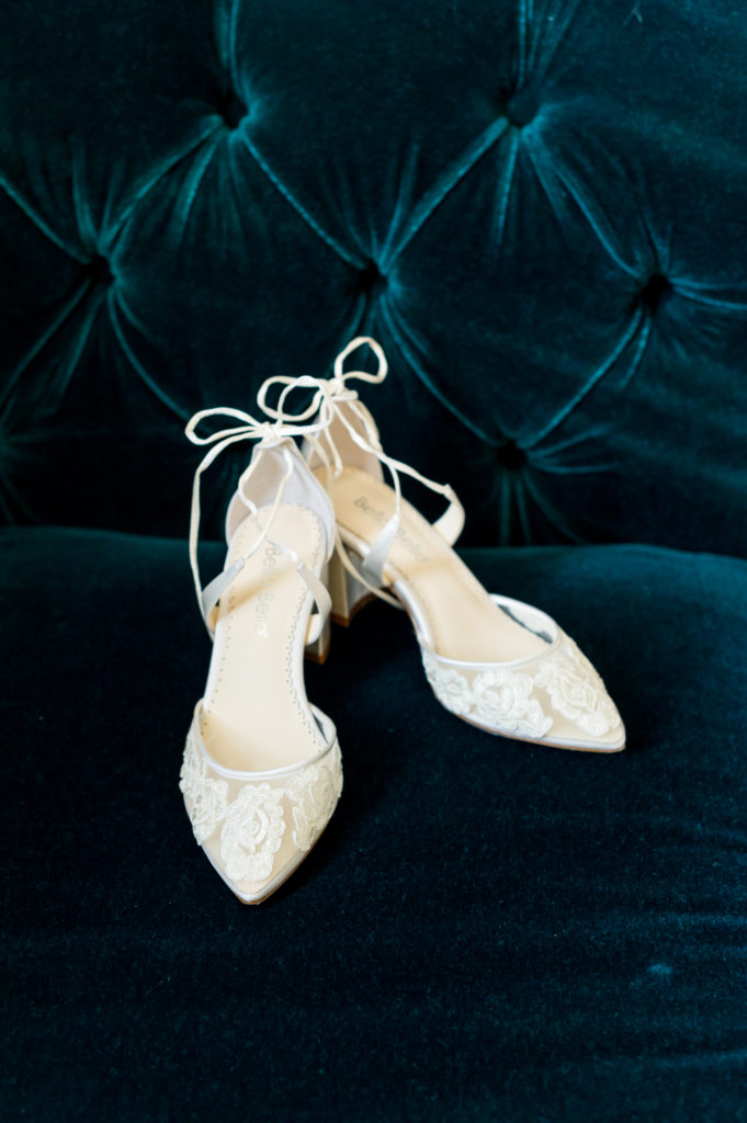 Fall real wedding shoes - white lace with ankle tie