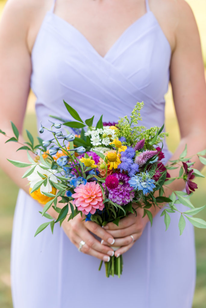 Woodend Sanctuary wedding bridesmaid bouquet wildflower colorful