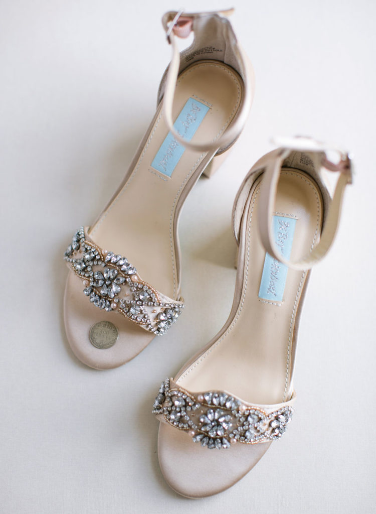 real wedding shoes - nude bejeweled bridal sandals