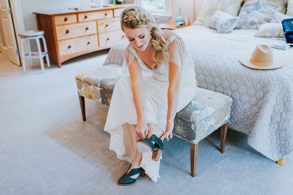 real wedding shoes - green boho bridal shoes