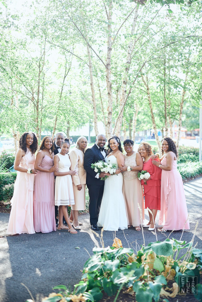 wedding family photo - shades of pink attire - washington DC