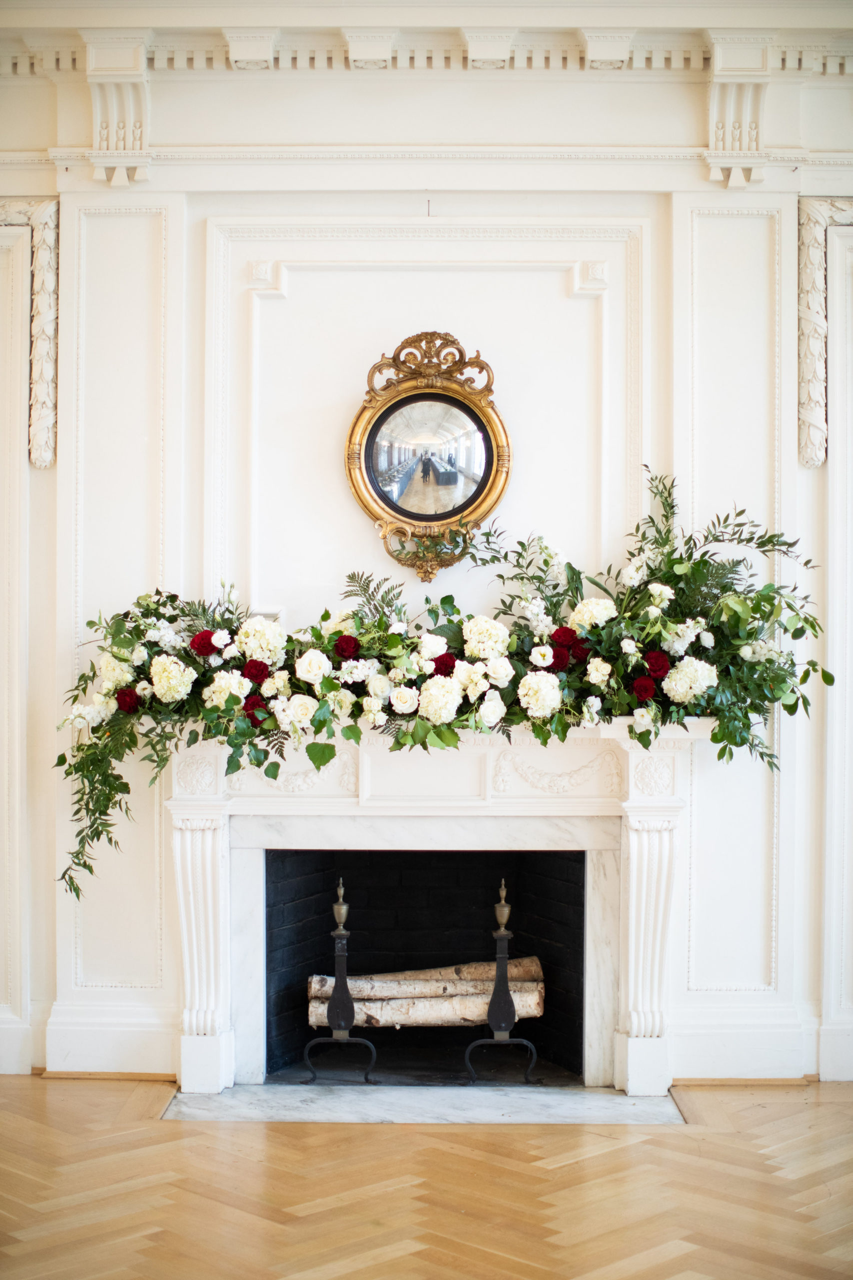 DAR DC wedding fireplace decor