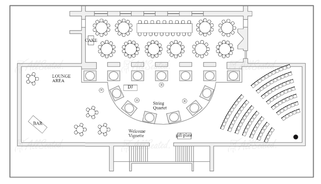 DAR wedding reception floor plan 115 guests planned by Bellwether Events 