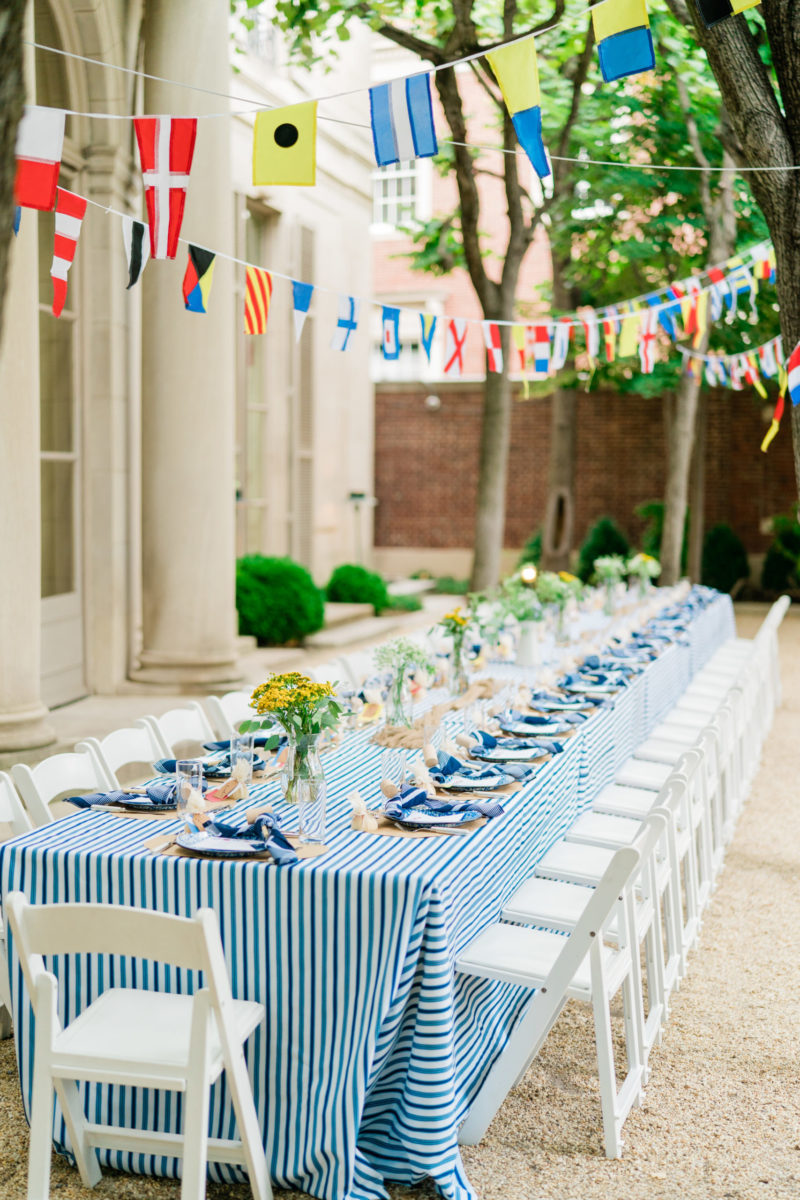 Meridian House crab boil party summer ideas nautical flags