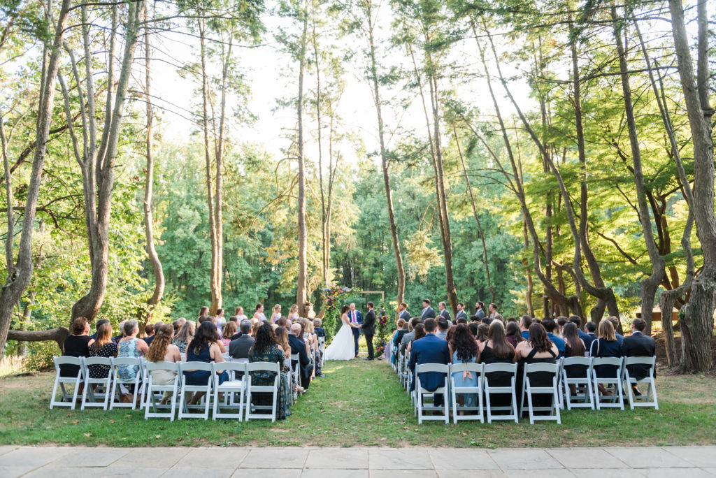 Woodend Sanctuary wedding ceremony Grove facing the meadow