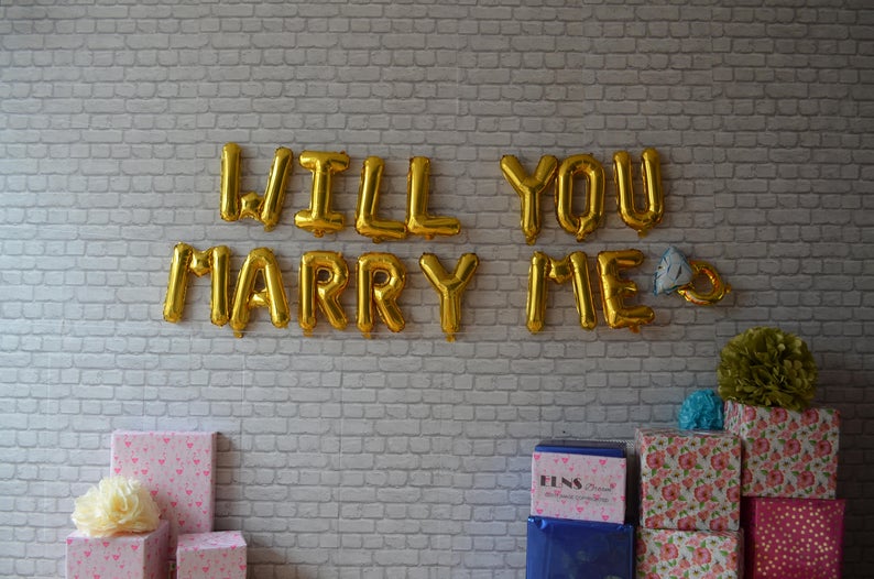 Will you marry me balloon garland  - ways to propose at home