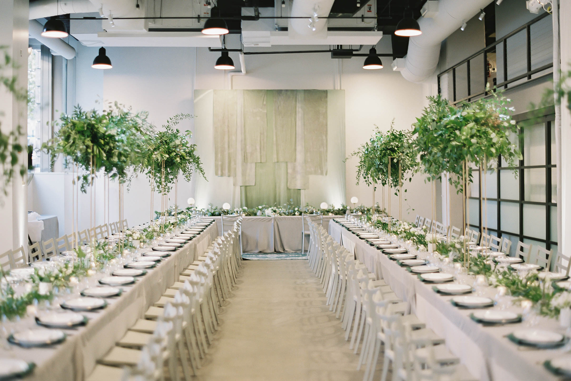 Grey and green wedding decor in Washington DC - Bellwether Events