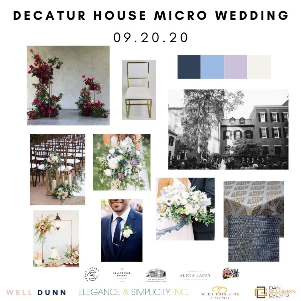 Decatur House micro wedding design board