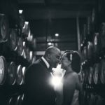 District Winery DC wedding barrel room portrait