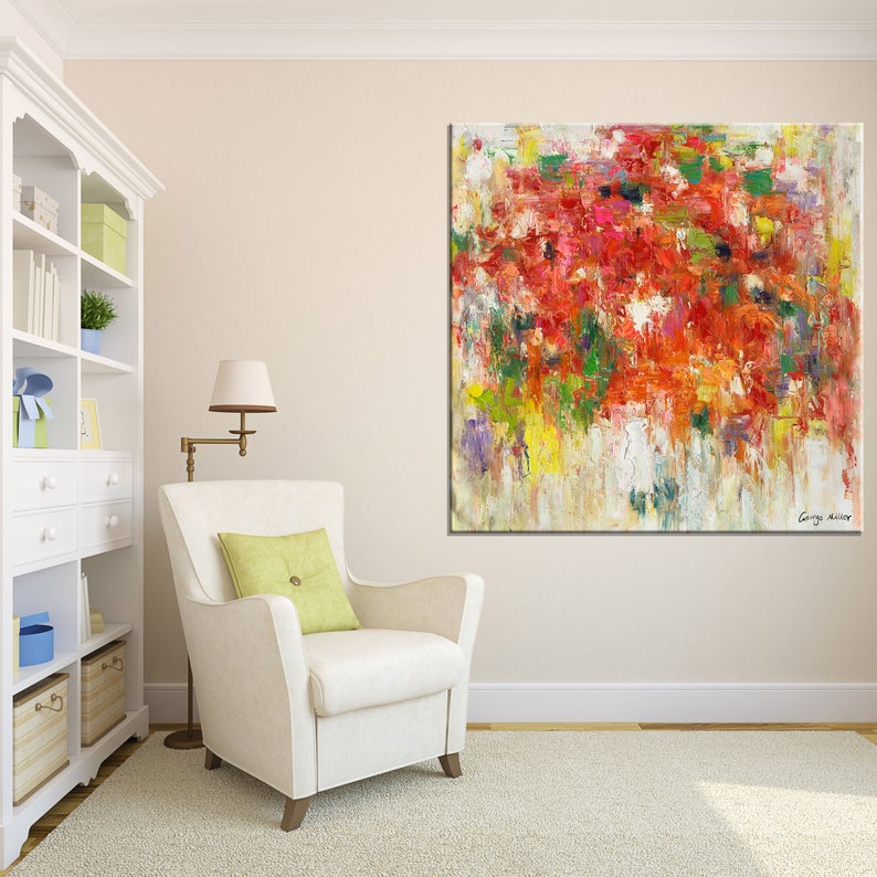 large oil painting - floral - perfect for your Skype Room decor
