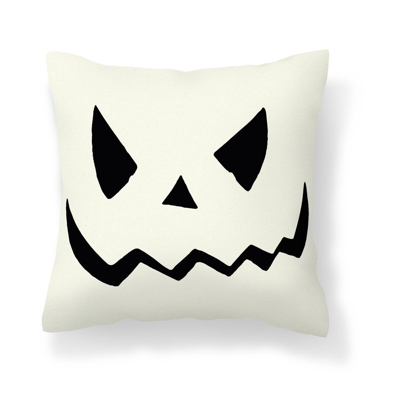 black and white jack o lantern throw pillow - great Halloween decor 