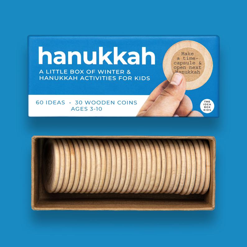 hanukkah gift idea - 60 ideas for kids activities on wooden coins
