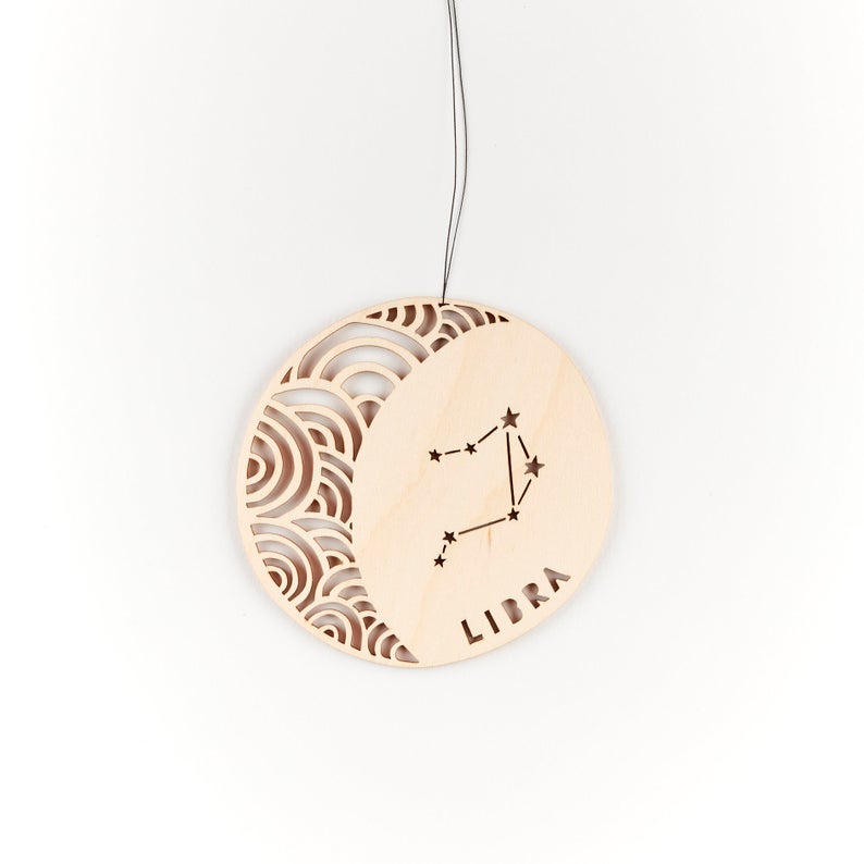 wooden laser cut Christmas ornament - astrology, astrological sign,  - stocking stuffer or small gift idea