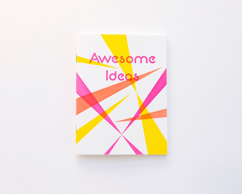 Awesome Ideas notebook journal - retro 80s neon - stocking stuffer or small gift idea