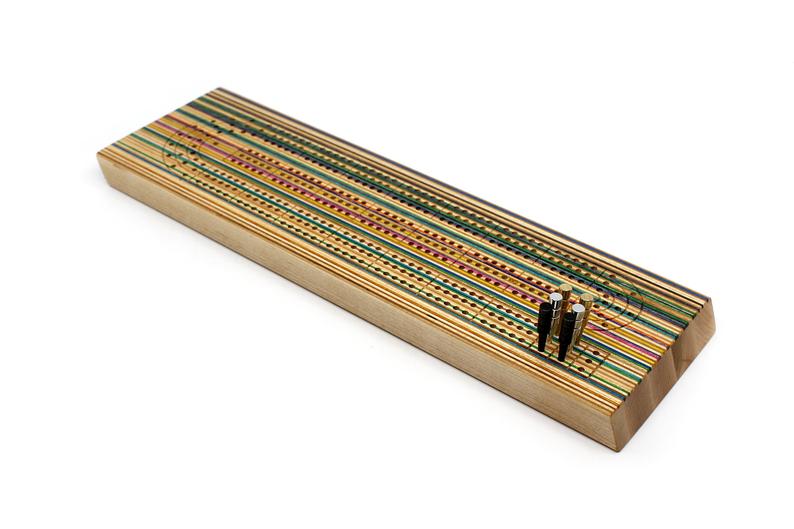 cribbage board made from upcycled skateboards  - gift for him, gift for men,  
