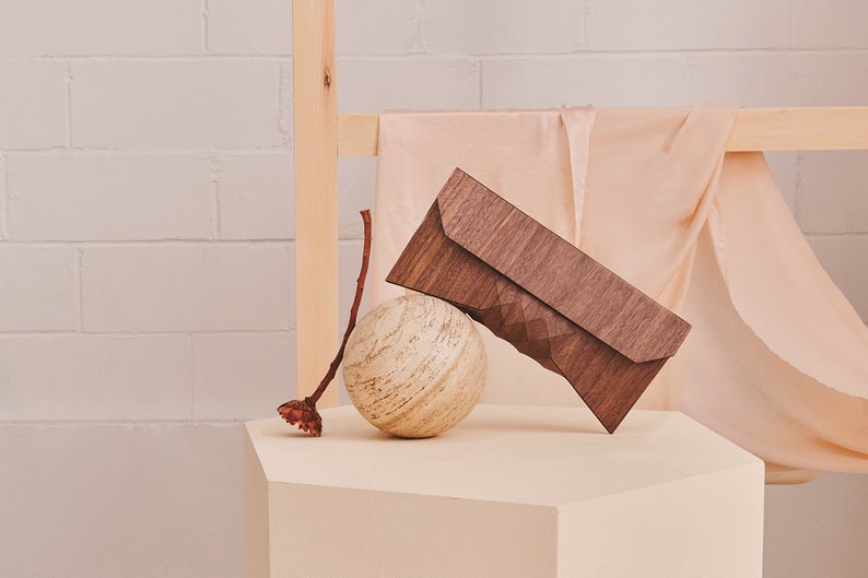 geometric wooden clutch   - gift idea for her - Christmas gift idea 