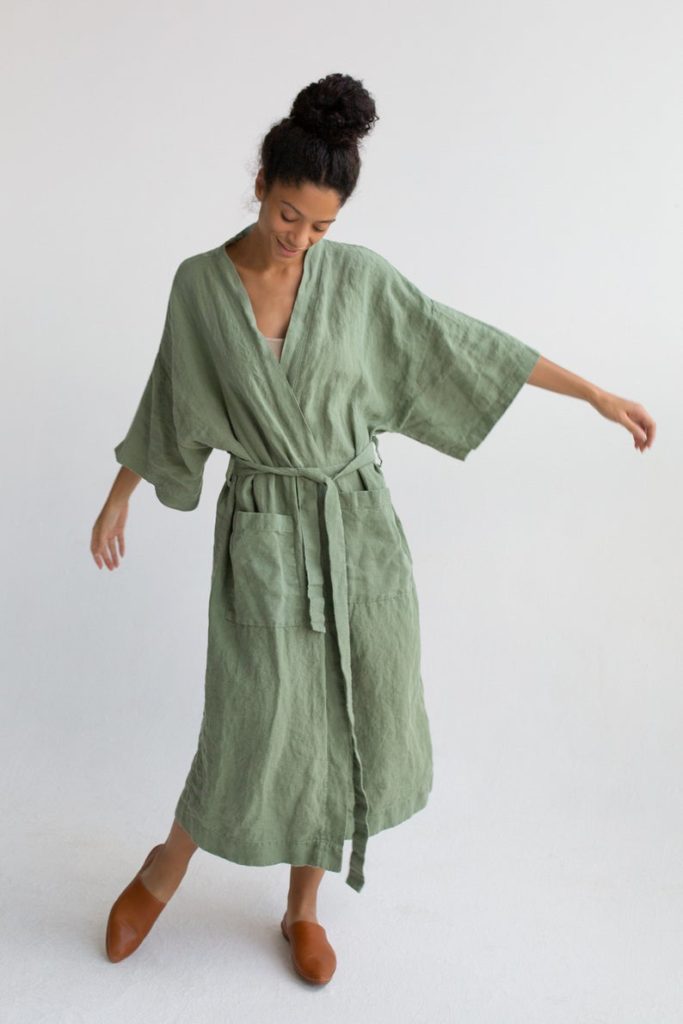 green linen kimono  - gift idea for her - Christmas gift idea 
