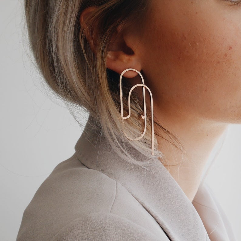 modern gold statement earrings
 - gift idea for her - Christmas gift idea 